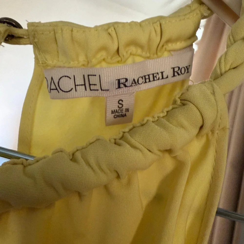 NWT Rachel Roy Asymmetric Sunflower Yellow Halter Dress Feminine Dainty - Picture 5 of 7